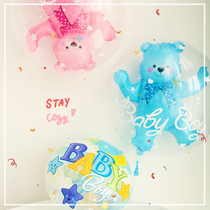 Cartoon Little Bear Aluminum Film Balloons Ins transparent Ball Ball Birthday Festival Party Full Moons Birthday Party Arrangement