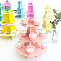 Three-layer birthday cake rack Birthday party cake rack Dessert plate Cake plate Paper cup tray