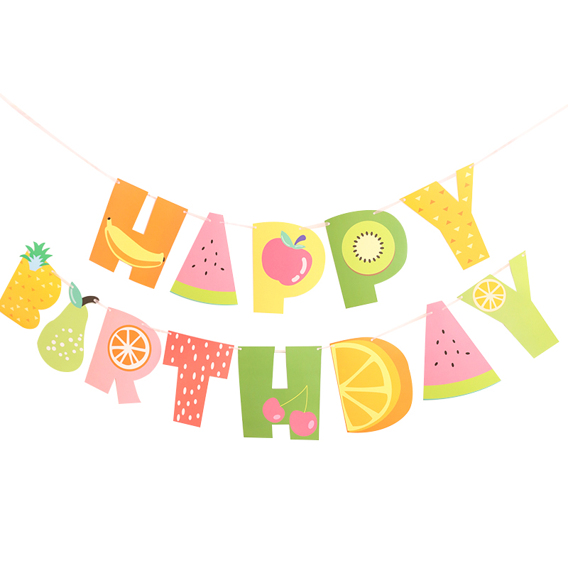 Summer theme birthday party decoration banner pennant Happy birthday