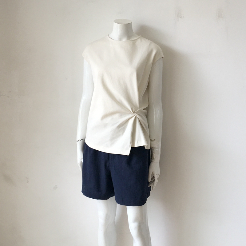 Tang's Store Shoulderless Sleeveless Top with Side Twist Knot