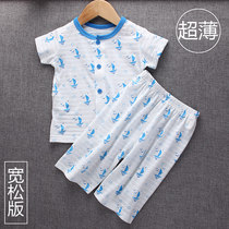 Ultra slim baby short sleeve suit Summer male and female baby cardiovert clothes pure cotton Boys lingerie shorts can open crotch