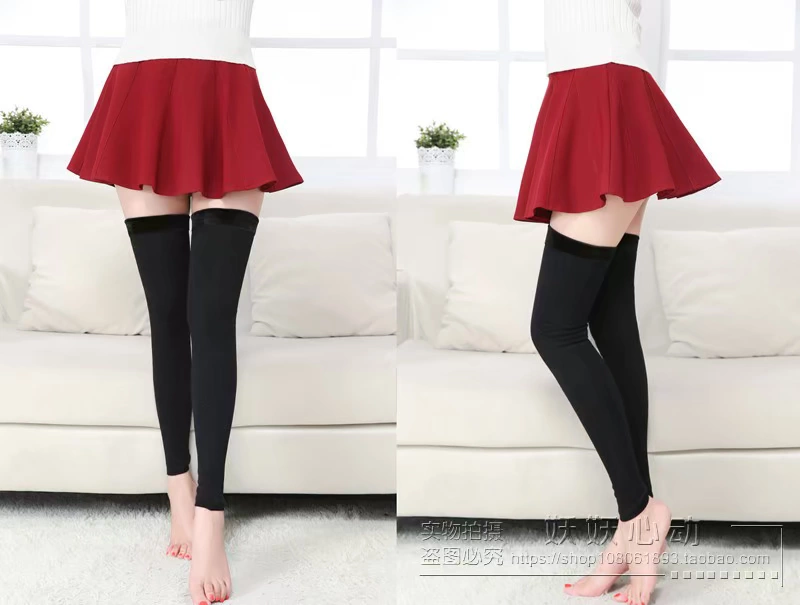 Mùa thu và mùa đông cộng với nhung ấm áp trên đầu gối quần legging vớ trung niên dày cotton vớ dài ống cao chân vớ