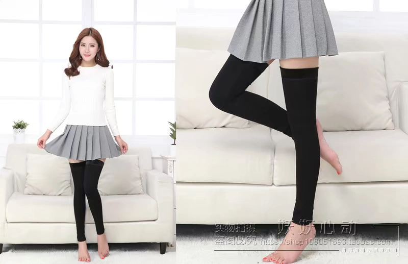 Mùa thu và mùa đông cộng với nhung ấm áp trên đầu gối quần legging vớ trung niên dày cotton vớ dài ống cao chân vớ