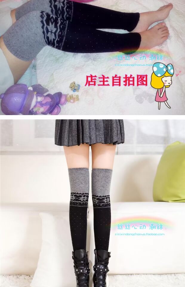 Mùa thu và mùa đông lông thỏ dày trên tất đầu gối đống vớ vớ cashmere ống dài đến đầu gối chân đặt phụ nữ ấm áp vớ nữ bằng vải cotton