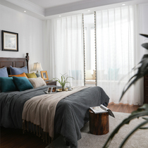 Simply modern cotton hemp pure white veil floating window room bedroom yarn curtain window curtain cloth finished customization