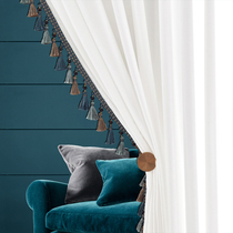 White dress curtain screen light opaque yarn balcony shade window Nordic brief drifting window white fabric white sand