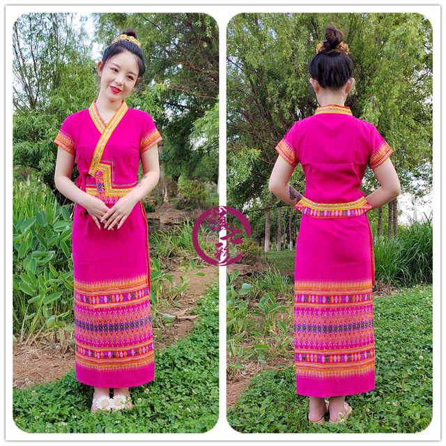 Dian Colorful Thai Women's Clothes Dai Wrap Skirt Suit Dai Clothing Xishuangbanna Water Splashing Festival ເຄື່ອງນຸ່ງ Dai ງາມ