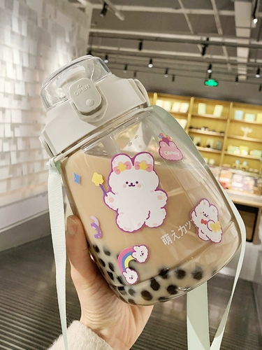 Портативная милая пластиковая трубочка со стаканом подходит для мужчин и женщин, 1000 мл, коллекция 2021, популярно в интернете