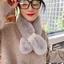 Korean version of cute fur suede otto rabbit fur scarf woman autumn winter warm surrounding neck sleeve head white 100 hitch male student