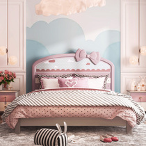 Full solid wood childrens room furniture Bedroom combination set Pink girl princess bed Childrens complete set of furniture