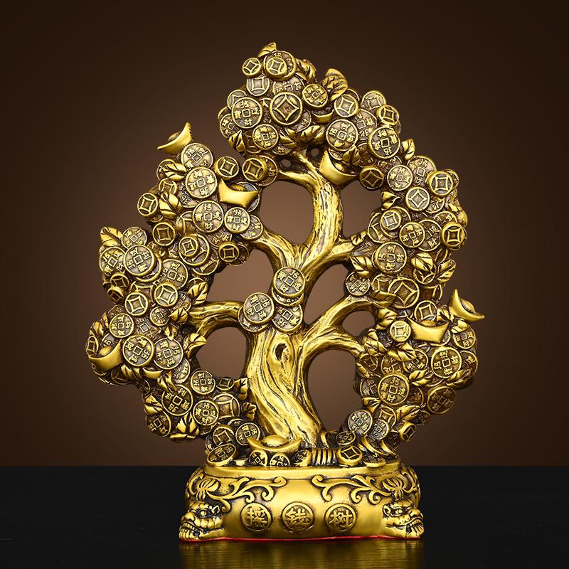 Pure Brass Money Tree Ornament Attracts Wealth, Ingots, Money, Peace Tree, Everything Goes Well, Home Decoration Craft Gift