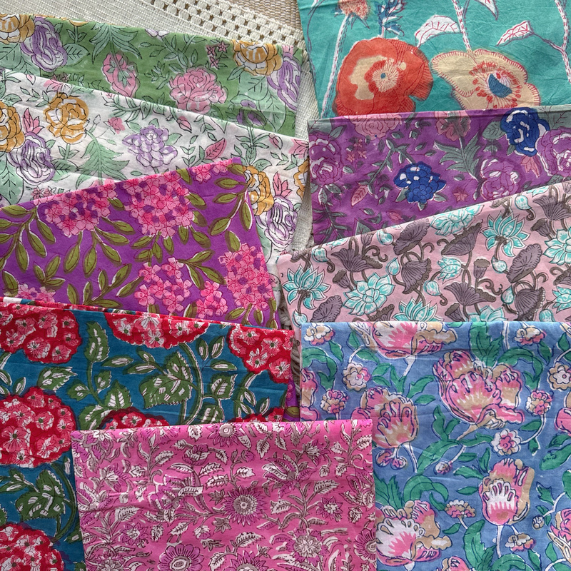 [Large Floral Series] Indian Imported Batik Fabric, Engraved Plant-Dyed Indian Long-Staple Cotton Clothing Fabric