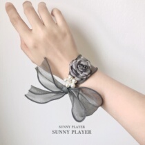 Bridesmaid wrist flower advanced sense bracelet jewelry female wedding bride Super fairy beautiful wedding sister group White hand flower
