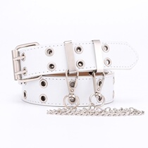 Belt chain chain metal and Shagan double row hole fashion belt design homemade female punk style cool