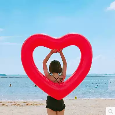 120cm inflatable love swimming ring love heart-shaped blister circle water floating ring lifebuoy seat seat lip floating row
