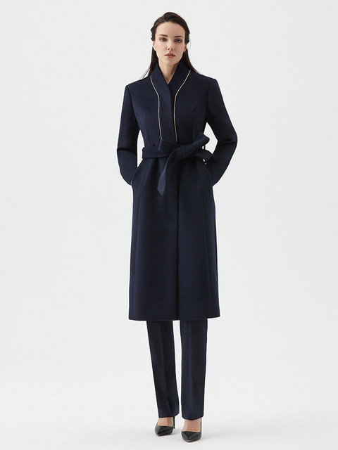 Woolen Coat for Women, Mid-Length Winter Wool Coat, Property Sales Department Front Desk Stewardess Uniform, Professional Coat, Work Uniform