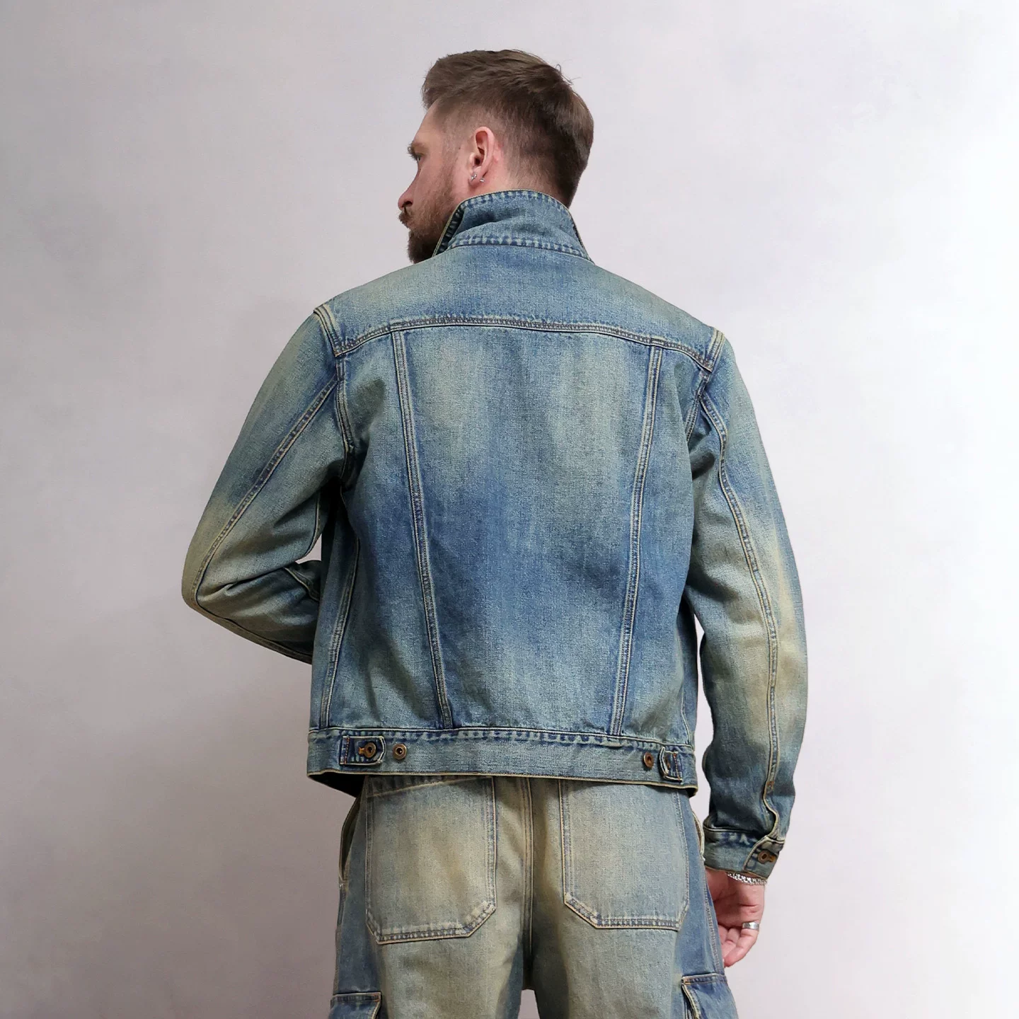 西里布 Japanese retro washing water used denim R608 work jacket men's Ami Kaji Norrl