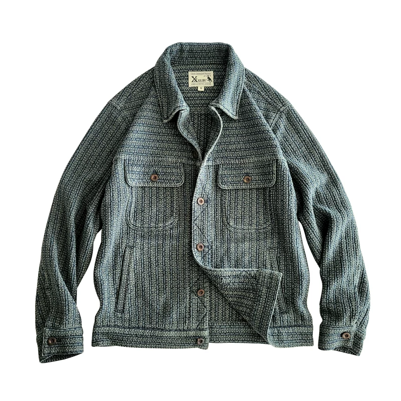 西里布 Denim Japanese retro jacket, oversize