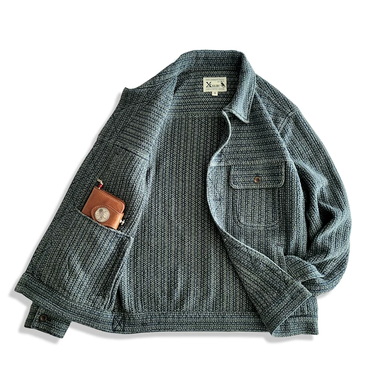 西里布 Denim Japanese retro jacket, oversize