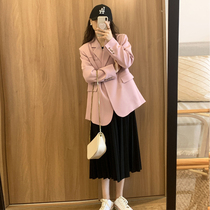 Advanced Design Sensation Niche Pink Suit Jacket Woman 2022 Spring Autumn New Chic Casual Western Suit Looser