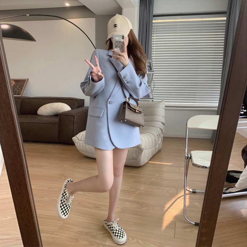 Power-style one-button dad small suit women's 2022 spring new Korean version loose and thin suit jacket women's Korean version