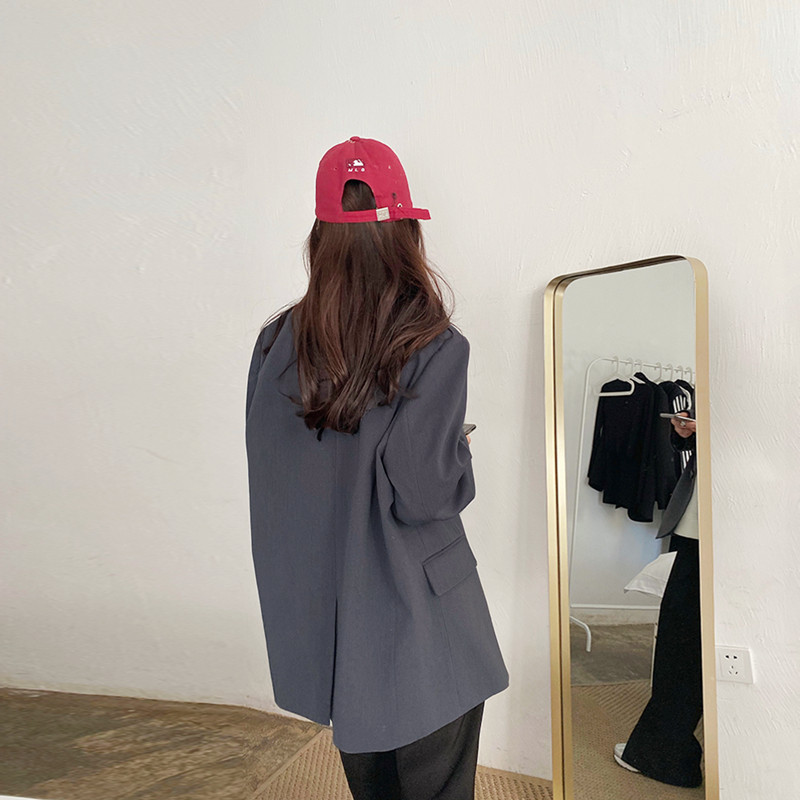 Suit jacket woman 2022 spring autumn new Korean version 100 hitch suit loose and thin grey casual Western suit jacket