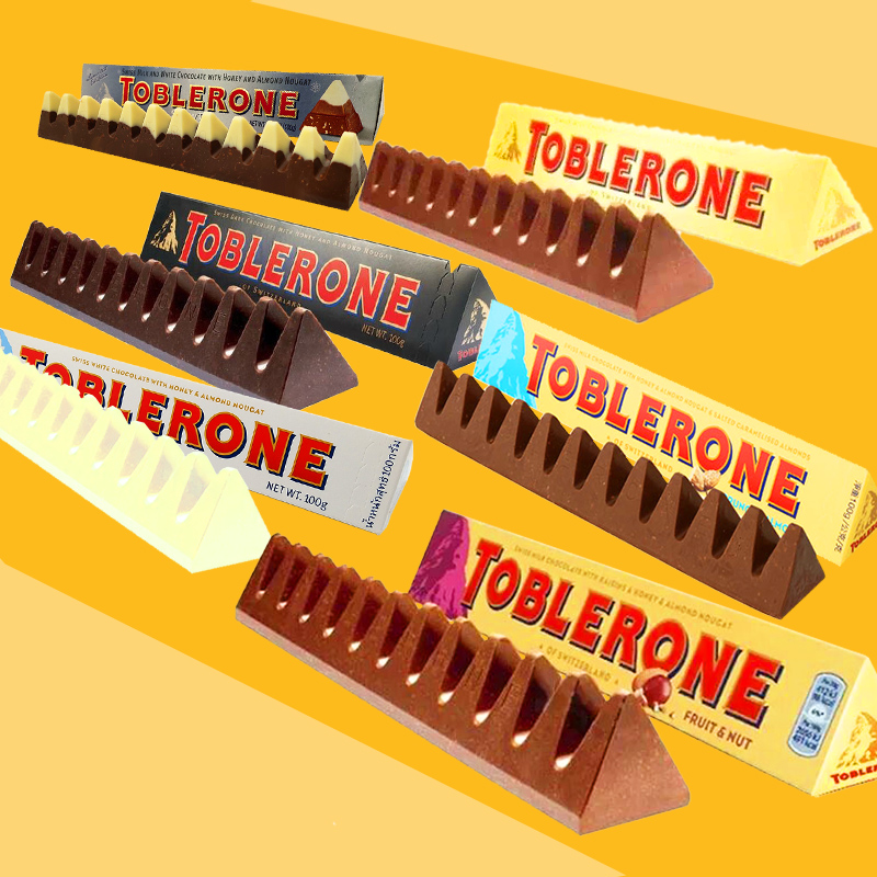 Swiss imported snacks Toblerone Swiss triangle black raisins milk white chocolate 100g * 6
