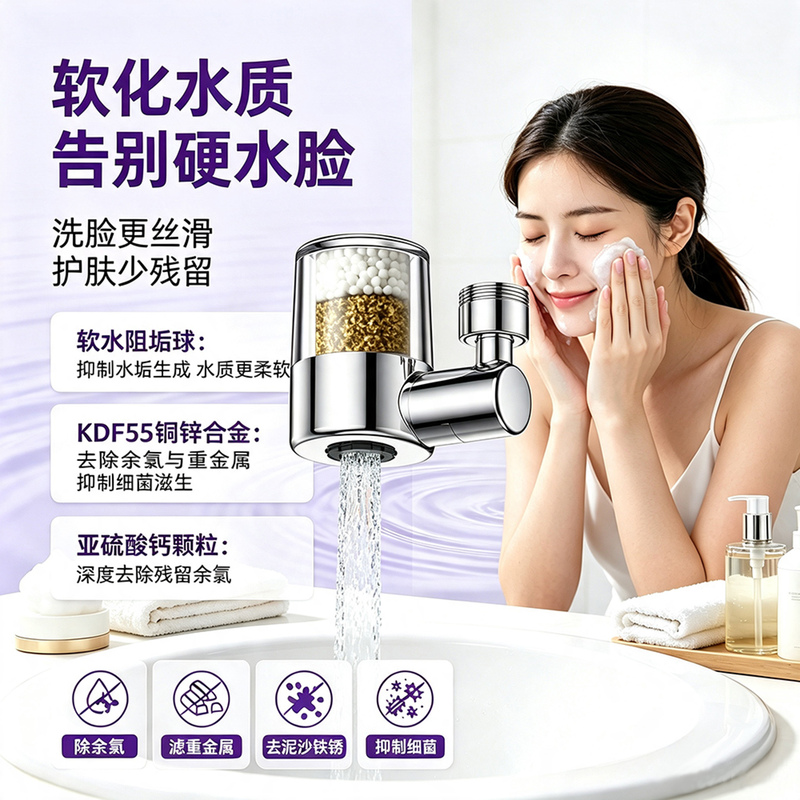 Tap Water Basin Faucet Filter, Bathroom Sink Water Purifier, Anti-Scaling Water Filter