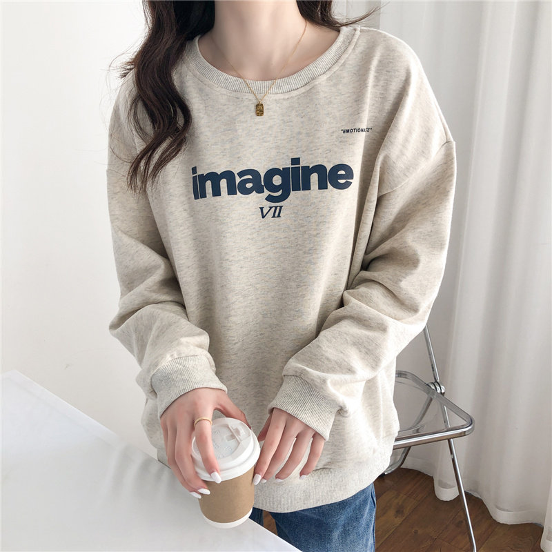 Nursing clothes go out autumn and winter plus velvet hot mom fashion postpartum nursing clothes cotton loose solid color long-sleeved round neck thick cotton T