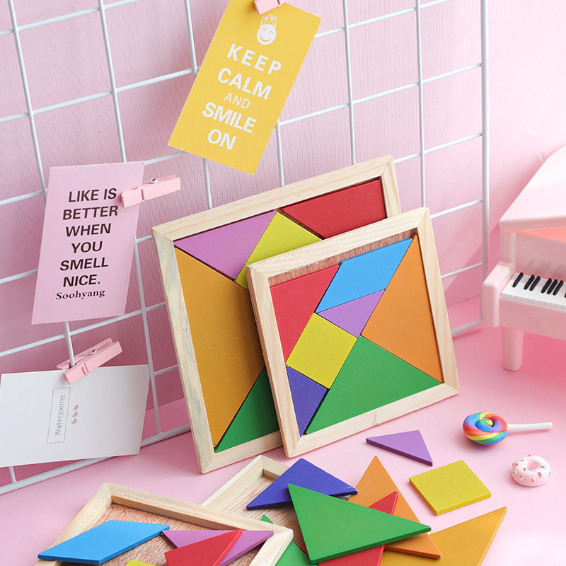 Tangram Puzzle Wood Puzzle First Grade Elementary School Students With Graphic Teaching Aids Kindergarten Prize Puzzle Toy