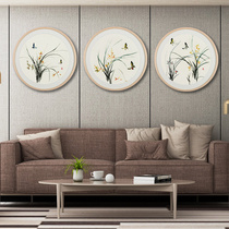 Jin Wu needle 4 Silk Su embroidery finished painting pure hand Suzhou embroidery painting Chinese living room porch decorative painting orchid