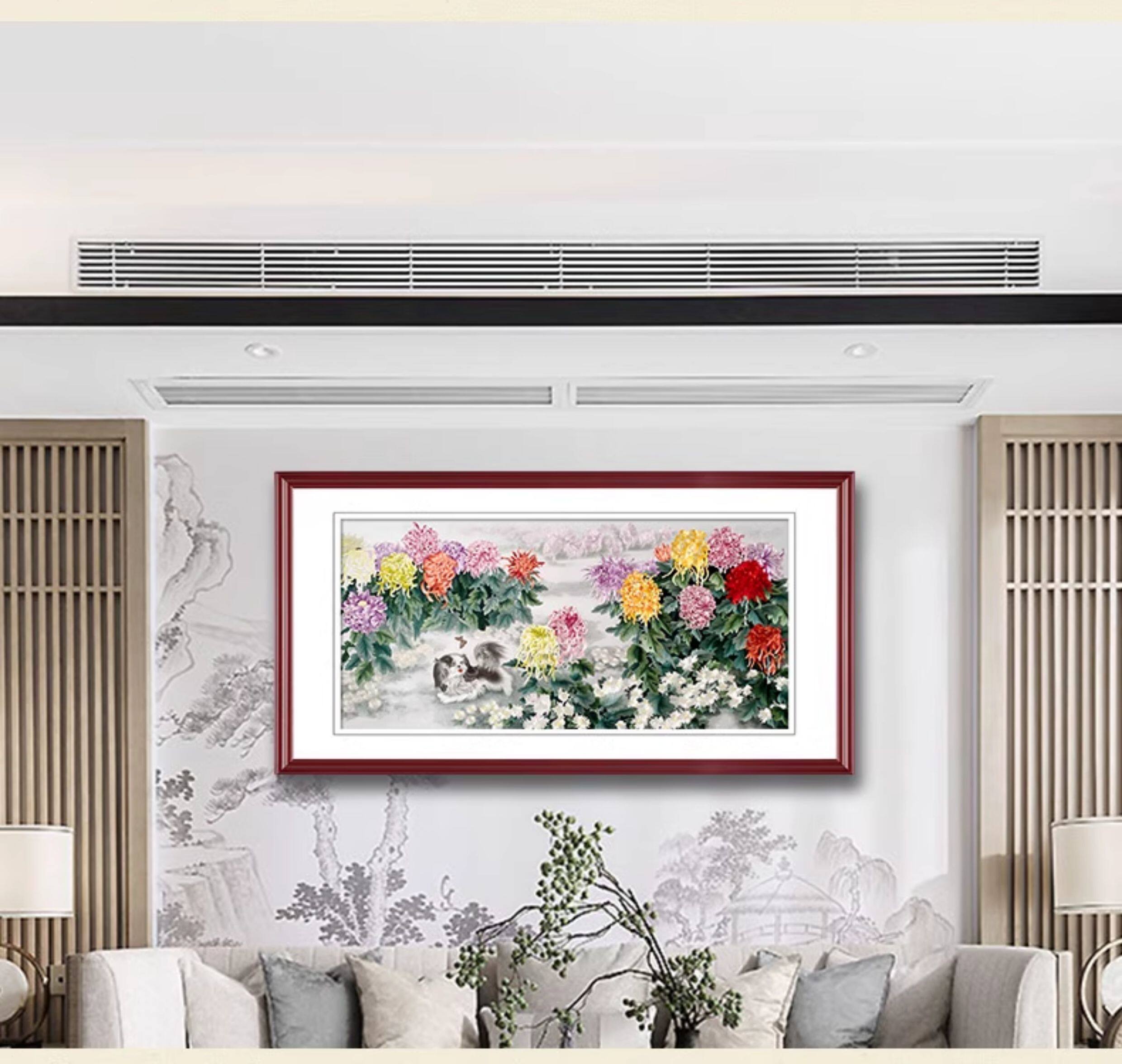 Вышивка Сучжоу 金吴针苏绣成品挂画纯手工苏州刺绣画客厅办公室新装饰画菊园嬉戏