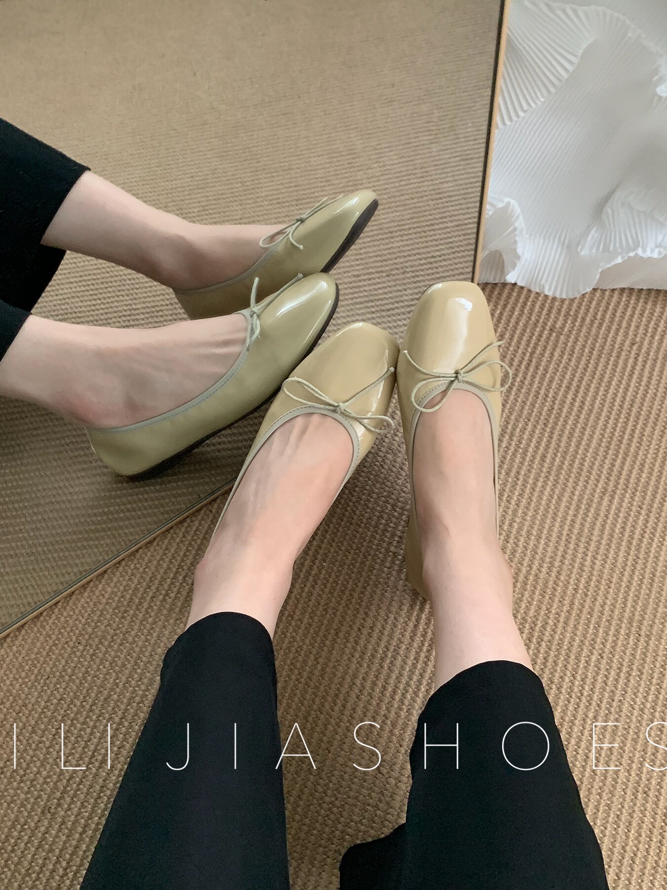 FAIRY SINGLE SHOES WOMENS 2022 SOFT SOLE BOW SOFT LEATHER BALLET SHOES KOREAN VERSION VERSATILE EGG CONE SHOES GRANNY SHOES