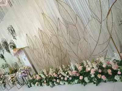 Hongling wedding props new wrought iron background decoration large stage decoration screen wedding catwalk leaf ornaments