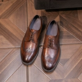 Trd Новая гютеи ручной работы из кожа кожа, британский стиль ретро -ретро -кожаная обувь круглые кожа.