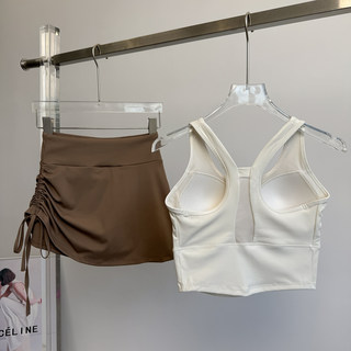 Gym sports suit for women, summer thin shockproof vest with lined skirt, professional running, skipping rope and cycling training