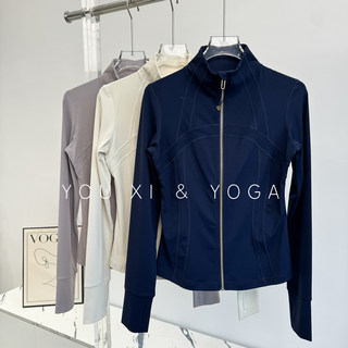 Sports jacket women's spring and autumn stand collar elastic slim fit jacket