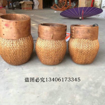 Old folk objects Old Dousheng old grain basket Fish and shrimp basket Tent basket Willow folk handmade collection Miscellaneous nostalgia