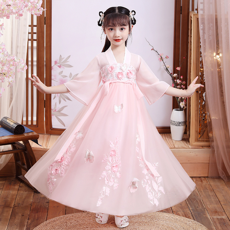Girls' Summer Hanfu Thin Style 2026 New Chinese Style Fairy-Like Ancient Costume Dress Children's Ancient Style Tang Suit Ru Skirt