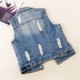 Denim vest women's spring and autumn short Korean version of the washed hole vest shoulder thin all-match sleeveless jacket vest top trendy