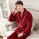 Tăng độ dày áo ngủ flannel của nam giới dài tay mùa thu và mùa đông mặc nhà mặc nhà pyjama san hô lông cừu áo choàng tắm áo choàng tắm - Night Robe