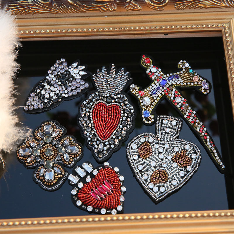 Handmade beaded rhinestones personality embroidery cloth stickers badges diy accessories clothing accessories cloth stickers patch hand sewing