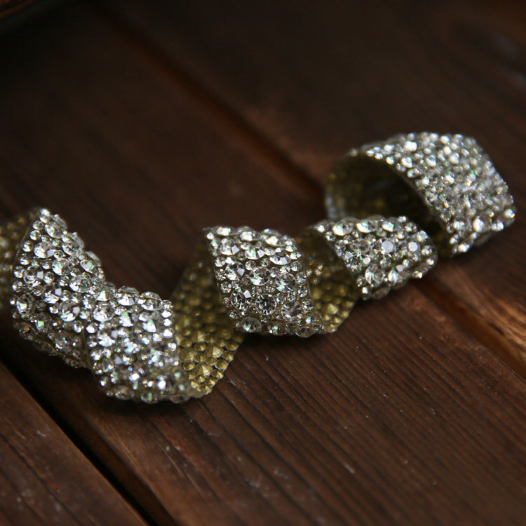 Glass rhinestone decoration with hot drill lace DIY wedding accessories clothes shoes decoration accessories material 1 7CM wide