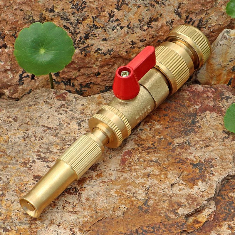 Household hose quick connector Flowering DC adjustable straight nozzle Watering flower washing car sprinkler Brass water gun nozzle