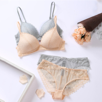 Underwear women without steel ring gathering bra set sexy small chest thin adjustable lace beautiful back breathable bra