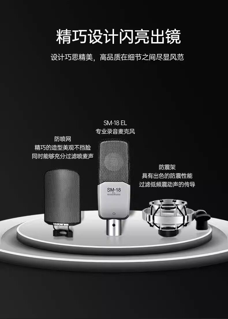 Микрофон takstar/得胜sm-18 el粉色电容麦克风直播设备录音唱歌电脑声卡