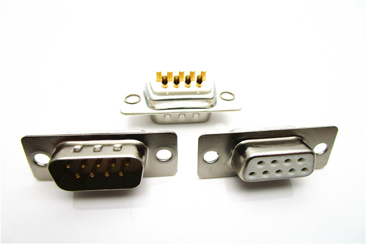 Db9 female nine-hole serial connector RS232 wire connector white glue gold plated female connector