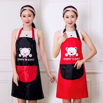 Apron womens overalls Mens couples kitchen waterproof and oil-proof fashion cute Korean version of sleeveless cooking waist overalls