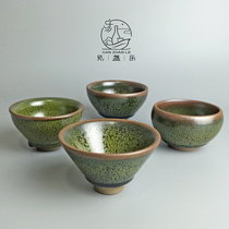 Jianzhan Le Zhang Guoping Green Partridge Jianzhan tea bowl Ceramic master cup Iron tire mineral glaze Kung Fu Chinese Jianyang intangible cultural Heritage