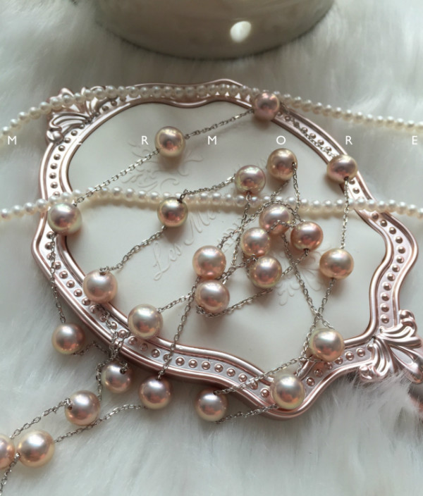 ★MERMORE★ Stratless ultra-Aurora metal glossy 7mm freshwater pearls full of star sweater